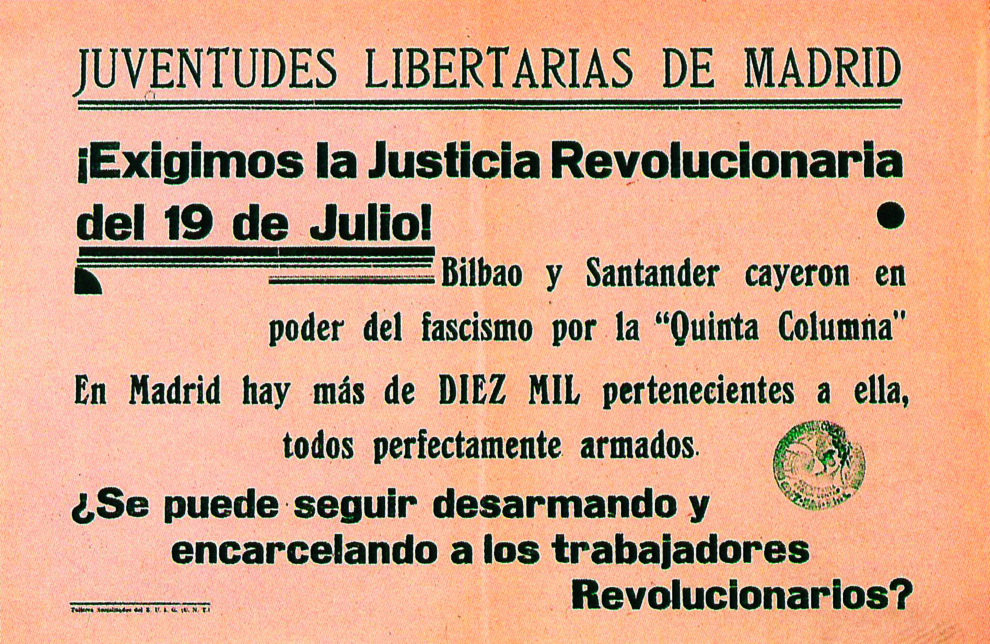 Octavilla de las Juventudes Libertarias de 1937