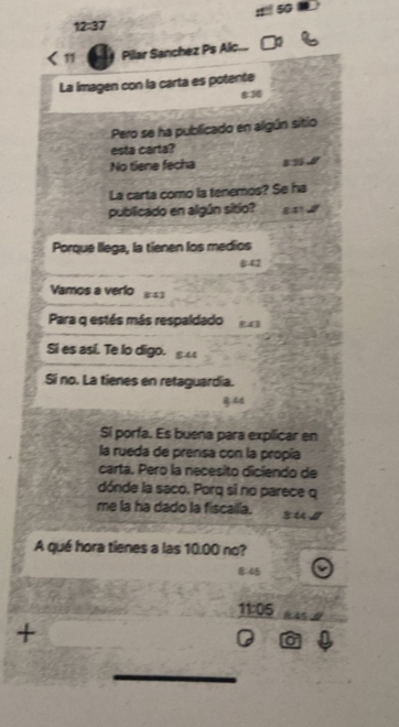 Pantallazo impreso del WhatsApp de Lobato