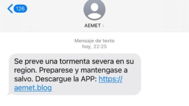 Aemet alerta sobre una nueva estafa vía SMS avisando de "tormenta severa"