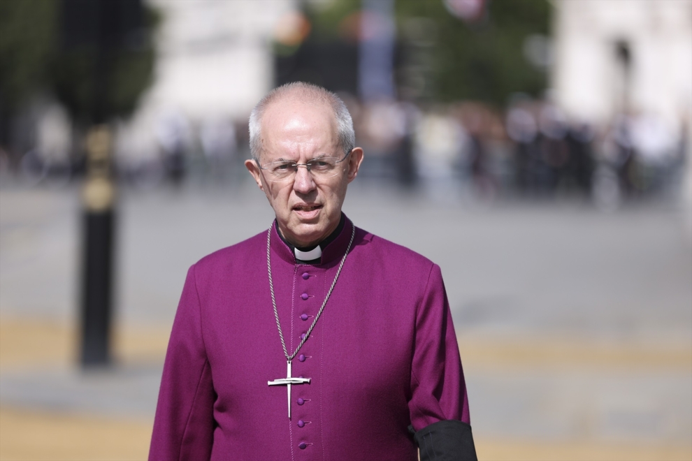 Justin Welby en la procesión con motivo del funeral de Isabel II.