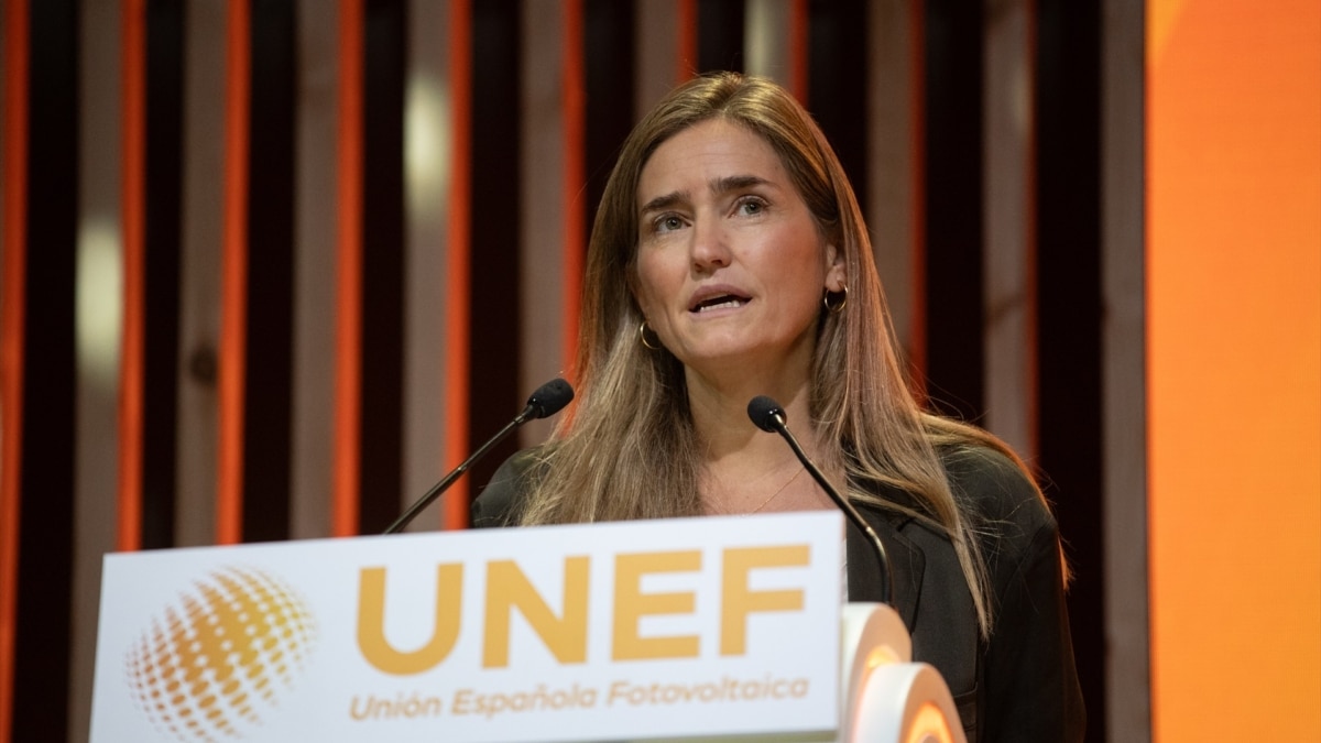 Sara Aagesen, durante la inauguración del Foro Solar de la Unión Española Fotovoltaica el pasado octubre en Madrid.