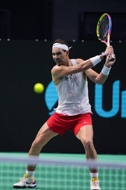 Rafa Nadal en un día de entrenamiento en la Copa Davis 2024