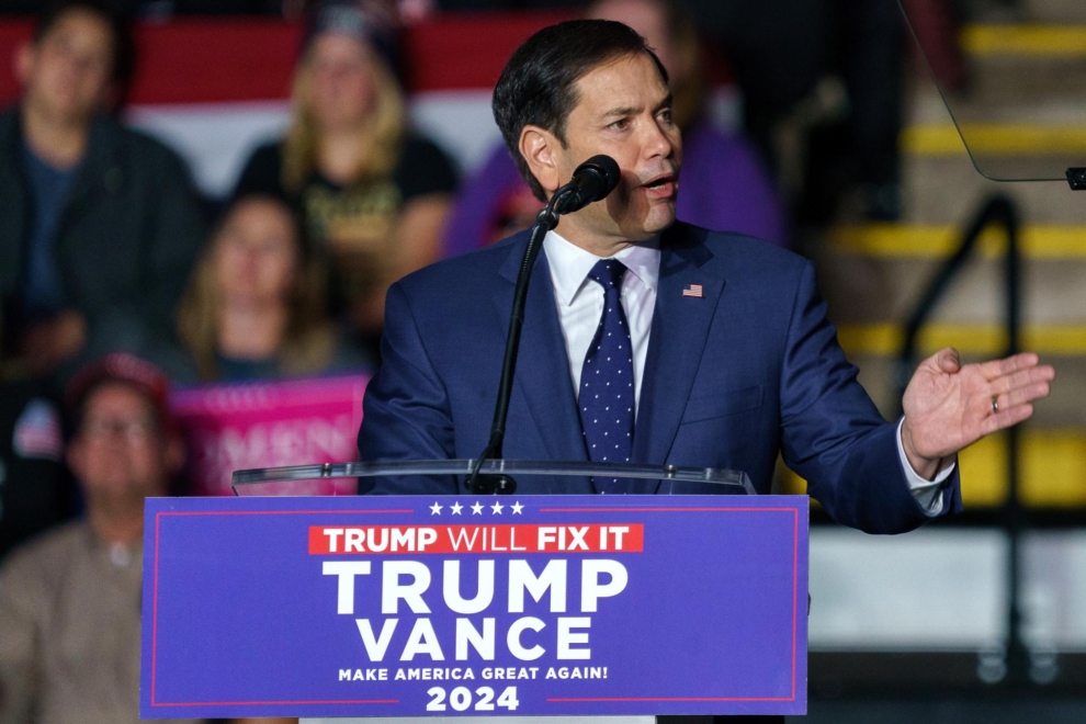 El senador Marco Rubio habla en un mitin de Donald Trump en Reading, Pensilvania.