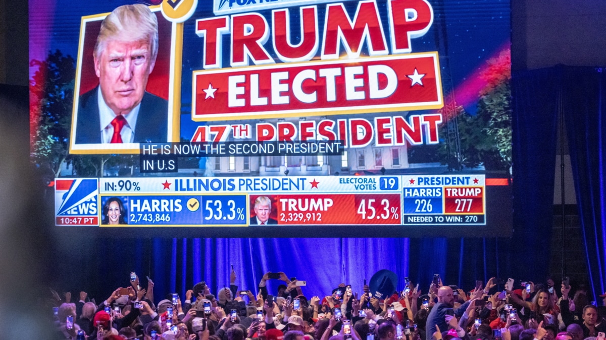 Los seguidores de Trump celebran su elección en Palm Beach, Florida.