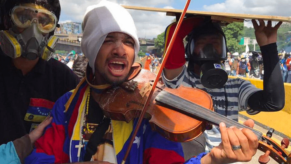 Wuilly en una manifestación.