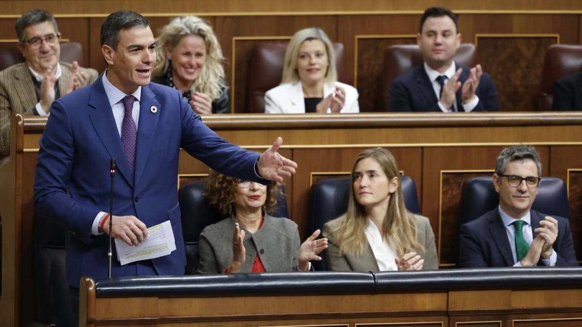 FOTODELDÍA MADRID, 11/12/2024.- El presidente del Gobierno, Pedro Sánchez, durante su intervención en la sesión de control al Ejecutivo que se celebra este miércoles en el Congreso. EFE/ Mariscal