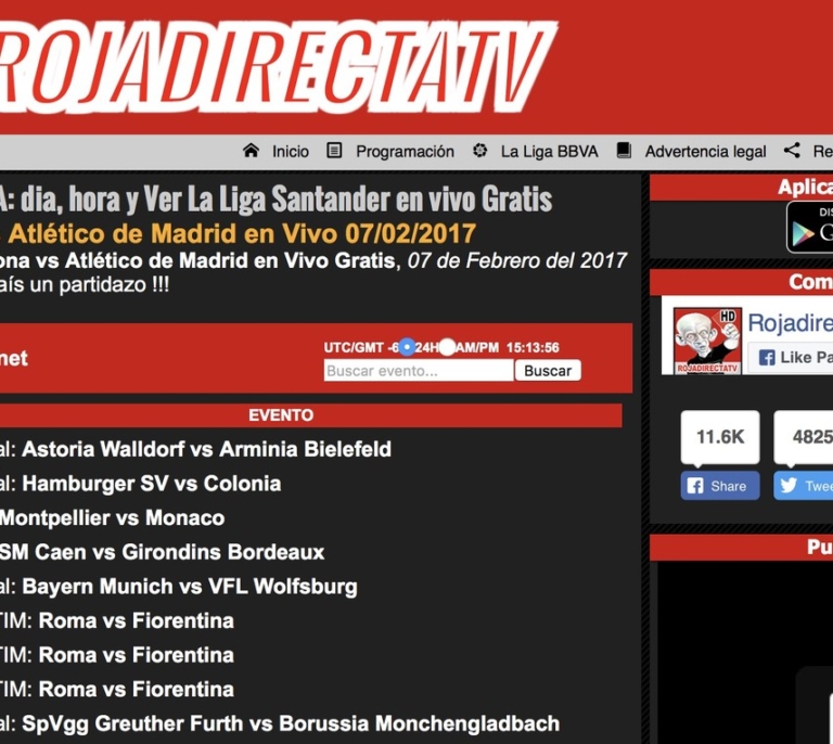 Rojadirecta, condenada a pagar 31,6 millones a Mediapro por piratear partidos de fútbol