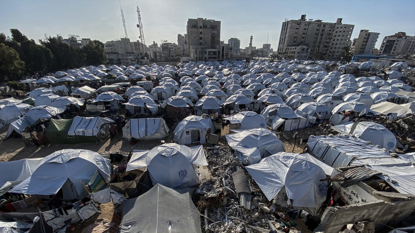 Campamento de familias palestinas en Gaza.