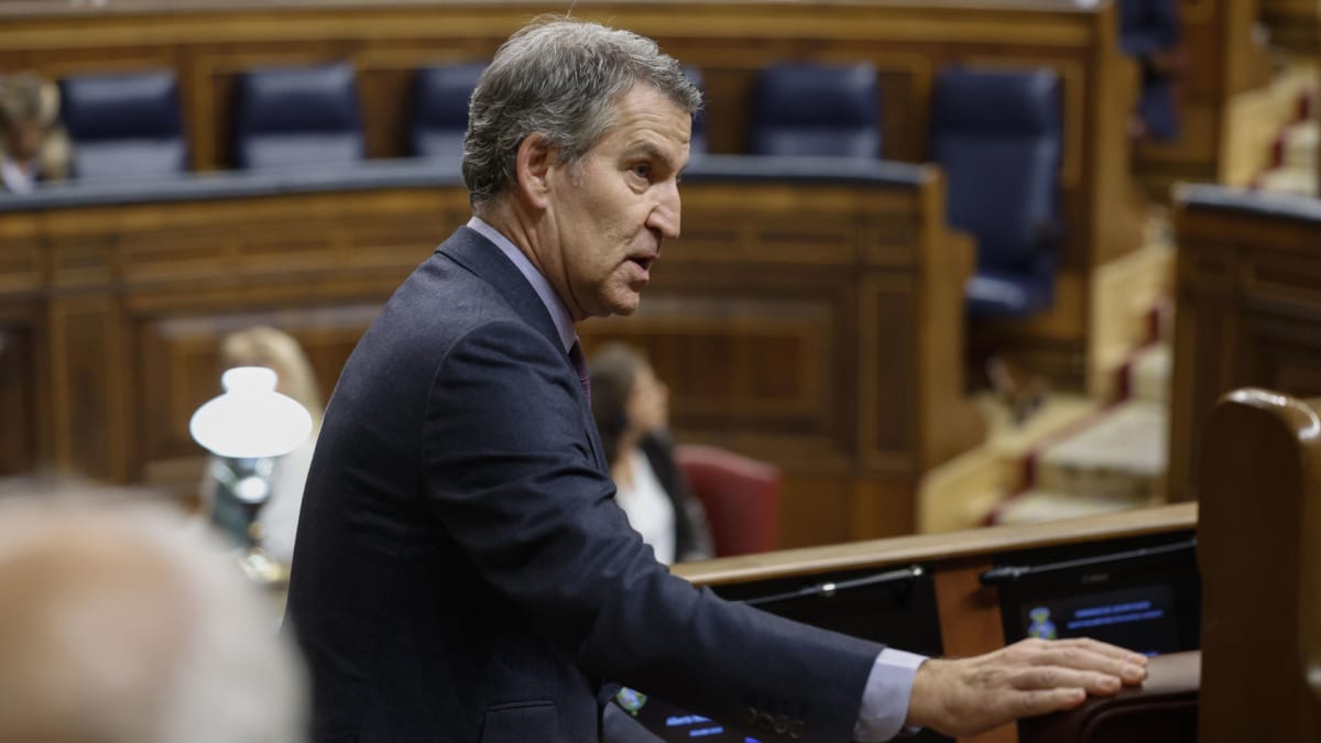 El presidente del PP, Alberto Núñez Feijóo, en el último pleno del Congreso de los Diputados, antes del cierre de sesiones