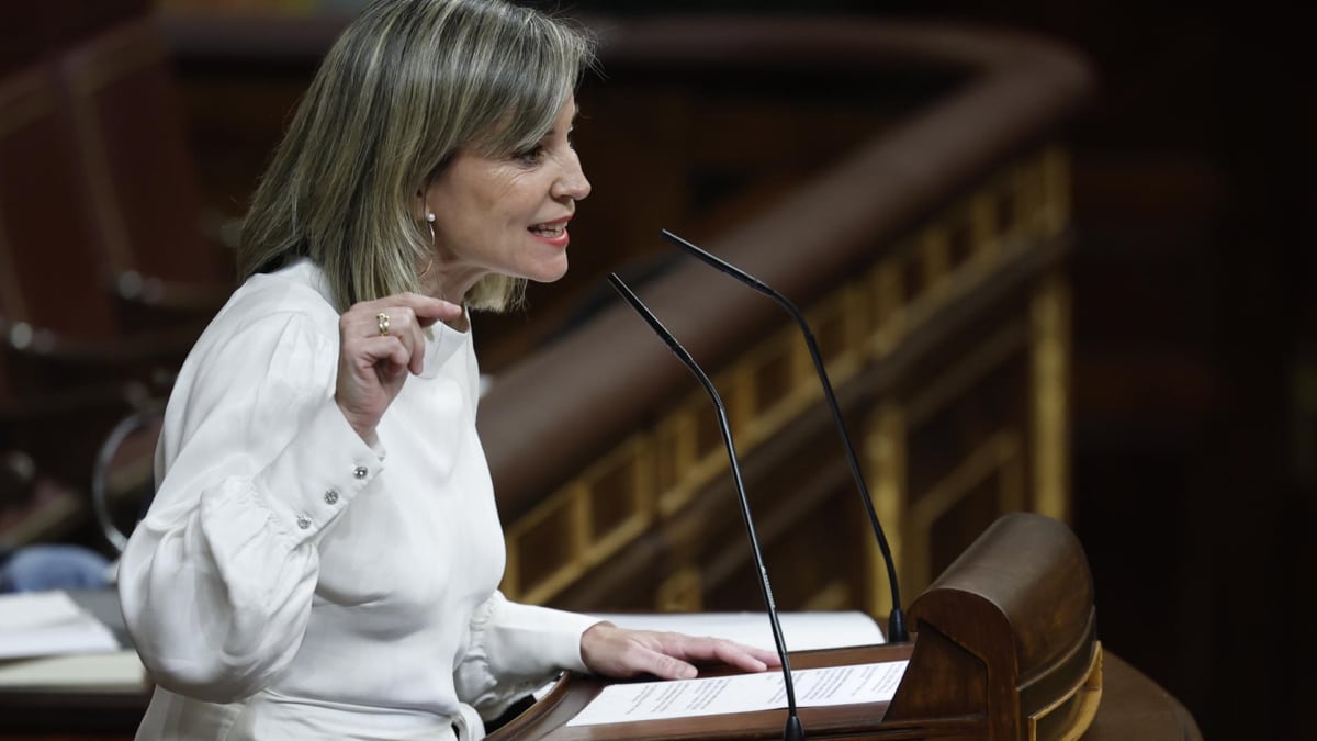 La portavoz parlamentaria de Sumar, Verónica Martínez Barbero, en una intervención en pleno en el Congreso