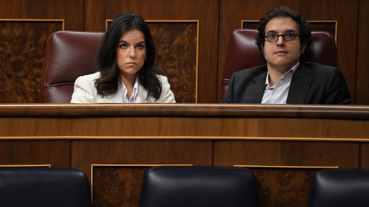 La portavoz parlamentaria de Vox, Pepa Millán, y el secretario general del Grupo en el Congreso, José María Figaredo, este jueves