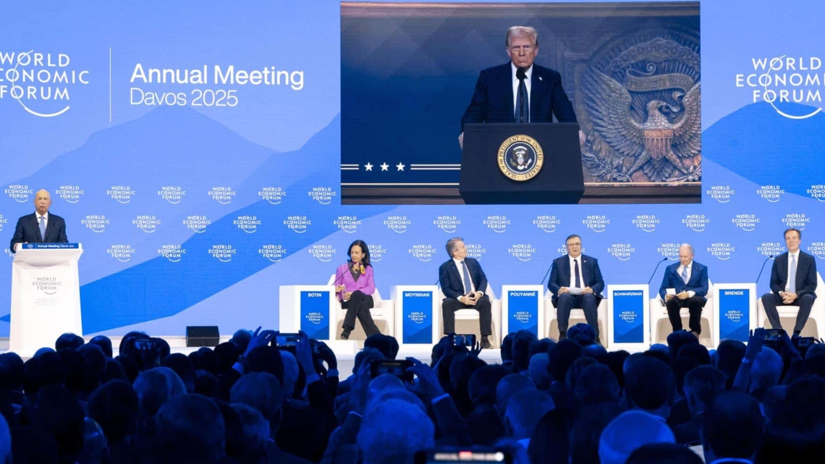 Ana Patricia Botín, en la ponencia de Donald Trump en el Foro de Davos.