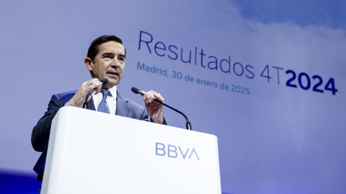 El presidente del BBVA, Carlos Torres, durante la presentación de resultados.