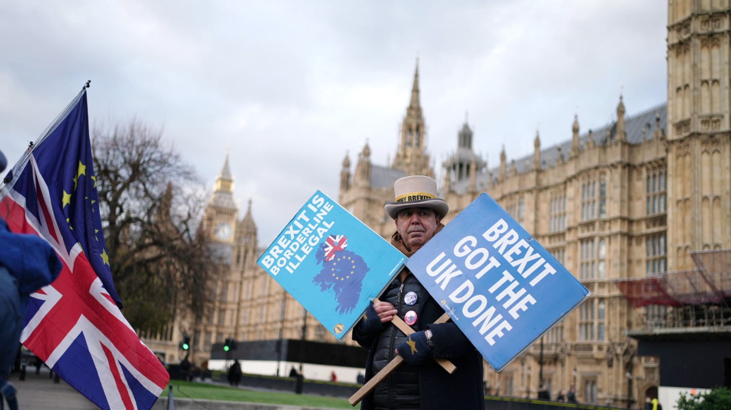 El activista liberal demócrata Steve Bray en su protesta contra el Brexit