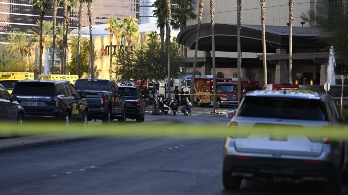 El hotel de Trump donde ha explotado un coche Cybertruck de Tesla este 1 de enero, en Las Vegas (Nevada).