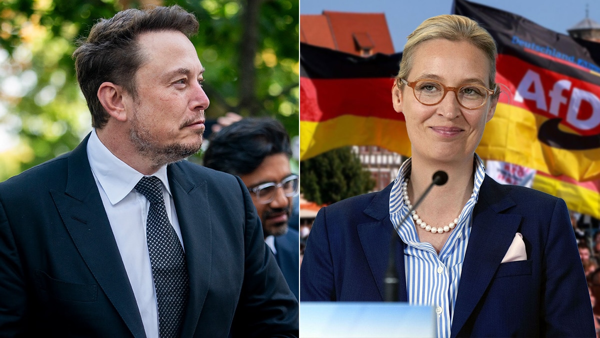 El empresario Elon Musk (i) y Alice Weidel, líder de Alternativa para Alemania