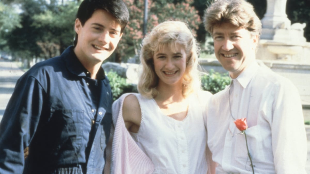 Kyle MacLachlan, Laura Dern y David Lynch en el set de la película 'Terciopelo Azul'