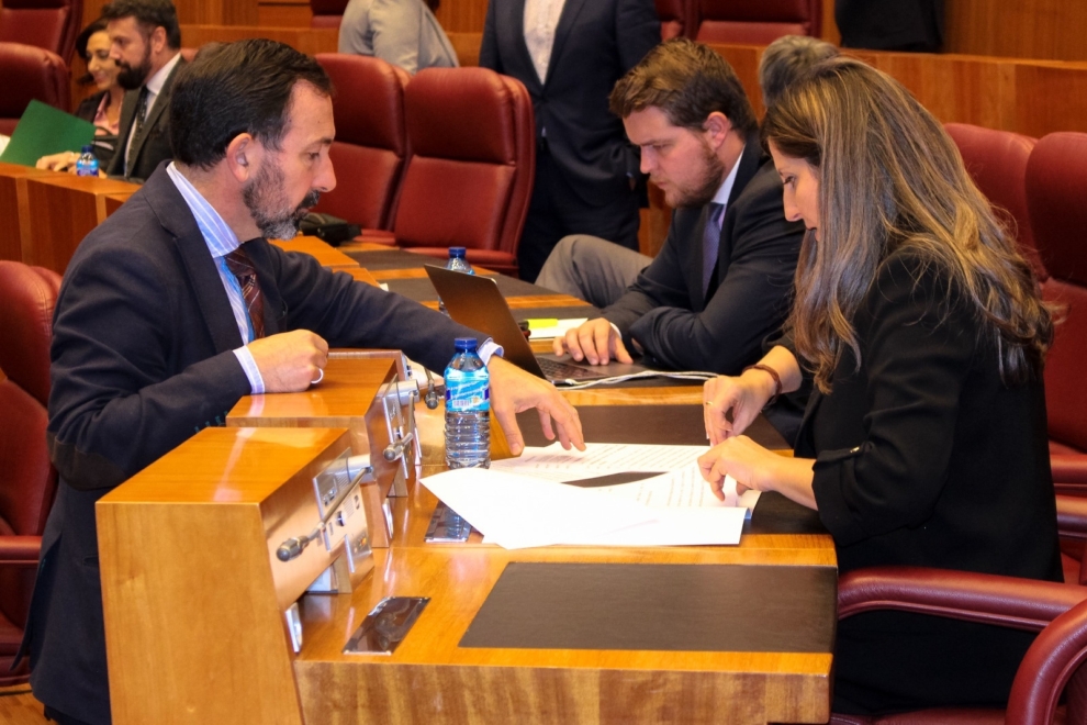 Javier Teira y Ana Rosa Hernando durante un pleno en las Cortes