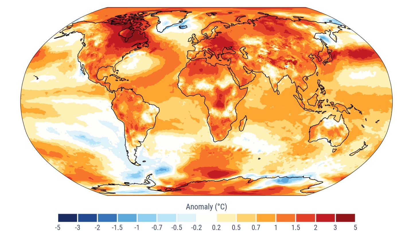 Anomalías de la temperatura de la superficie de la Tierra en 2024.