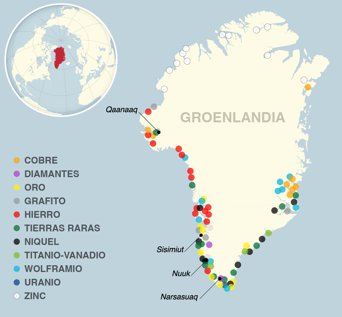 Potenciales recursos minerales de Groenlandia