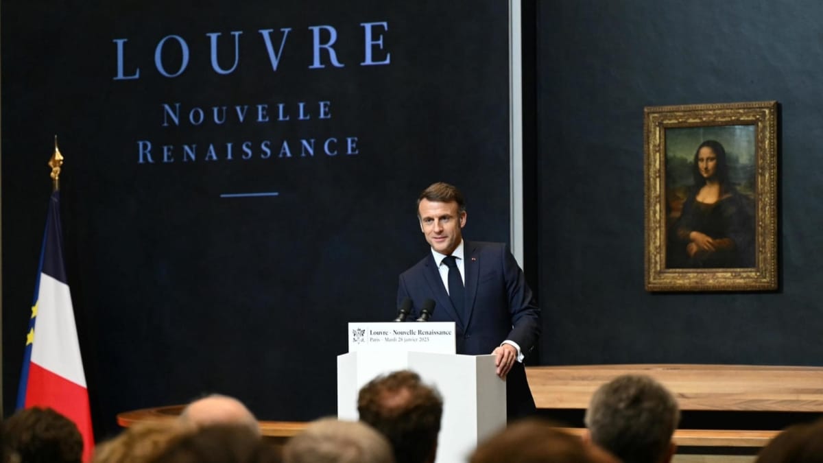 Emmanuel Macron durante la presentación del proyecto del nuevo Louvre.