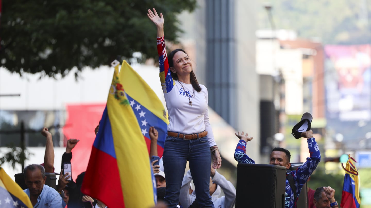 María Corina Machado en la concentración en Caracas este 9 de enero