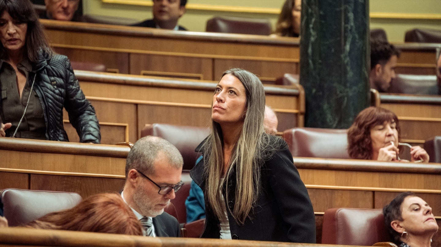 La portavoz de Junts en el Congreso, Miriam Nogueras, durante el pleno que rechazó los decretos este miércoles