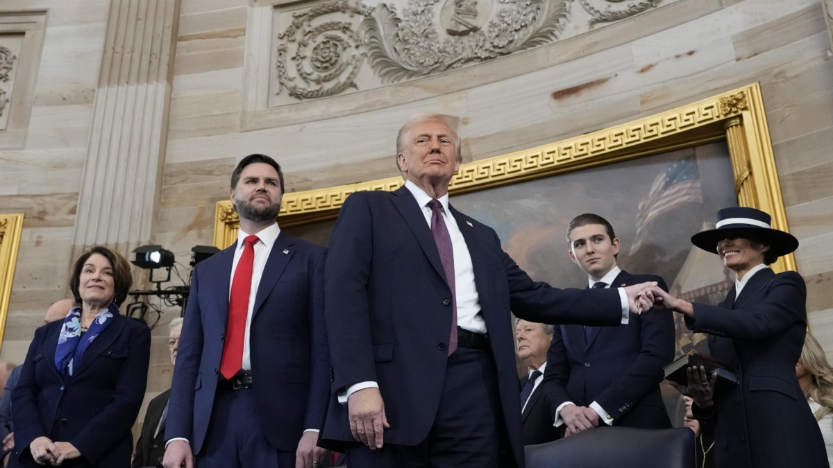 Donald Trump en la toma de posesión en el Capitolio