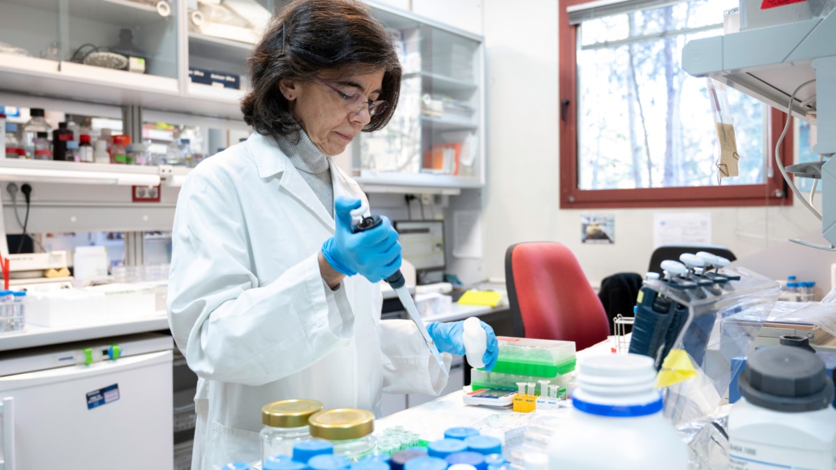 Dolores Pérez-Sala en el laboratorio