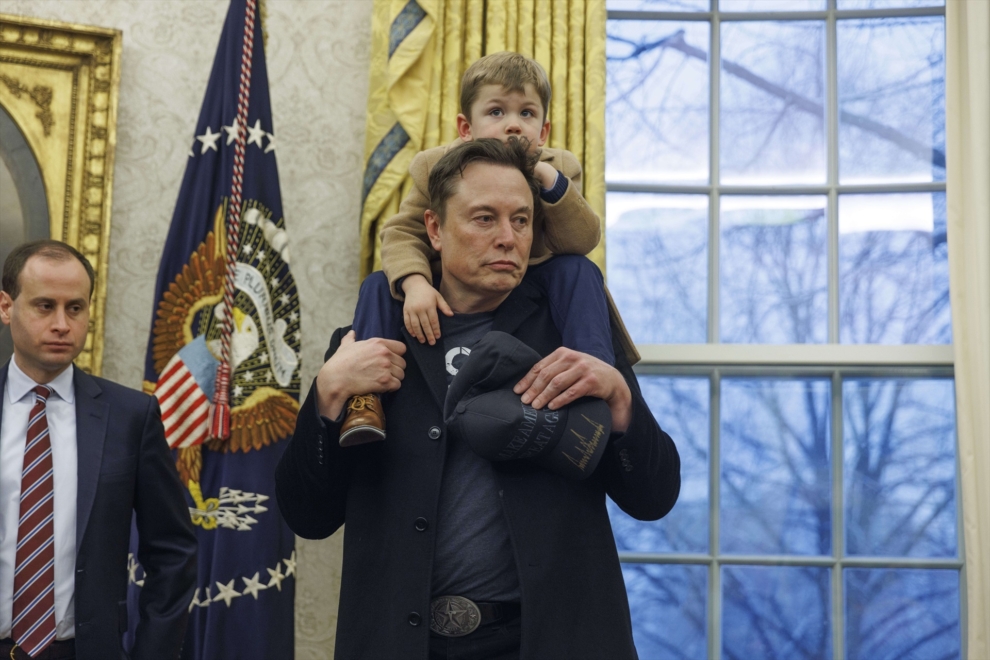 Elon Musk y su hijo X en la Casa Blanca el pasado 11 de febrero de 2025