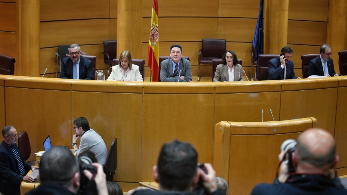 El Fiscal General del Estado, Álvaro García Ortiz, durante su comparecencia en la Comisión de Justicia, en el Senado, a 18 de febrero de 2025, en Madrid (España)