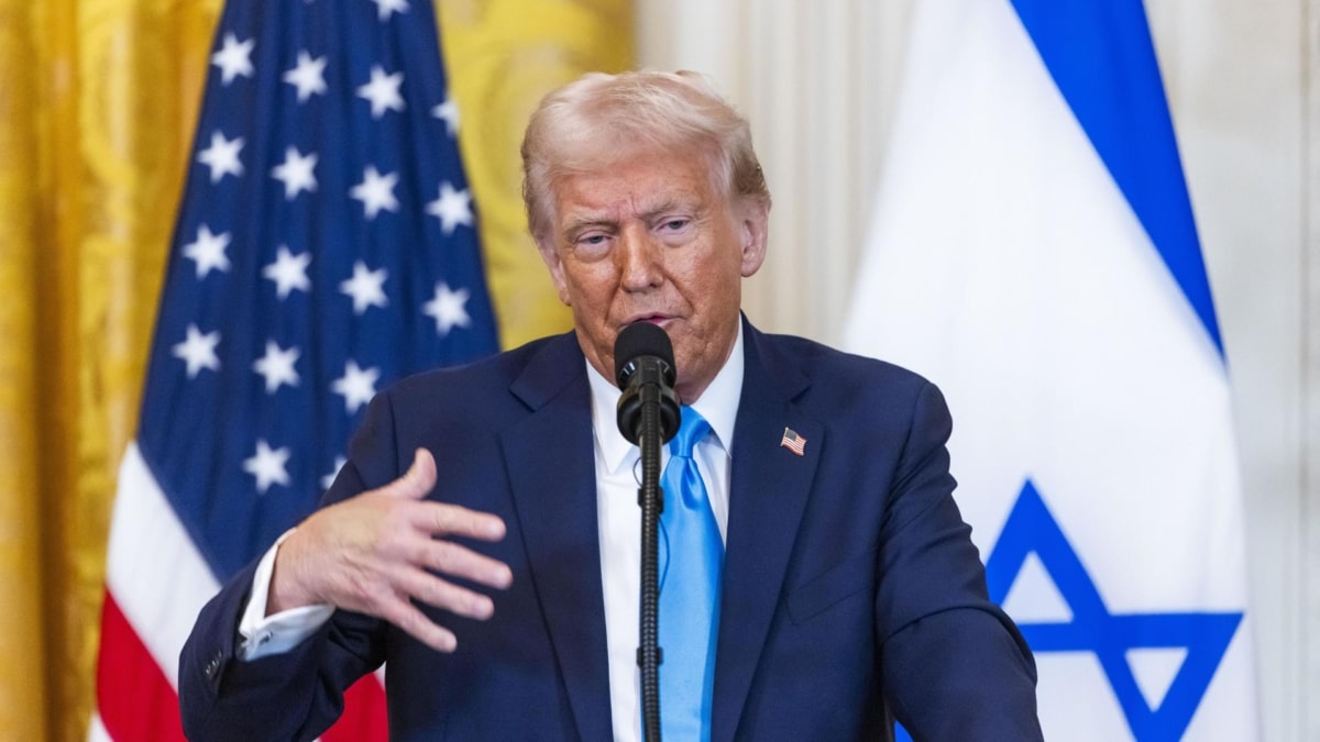 El presidente Donald Trump en una rueda de prensa con el primer ministro israelí, Benjamin Netanyahu