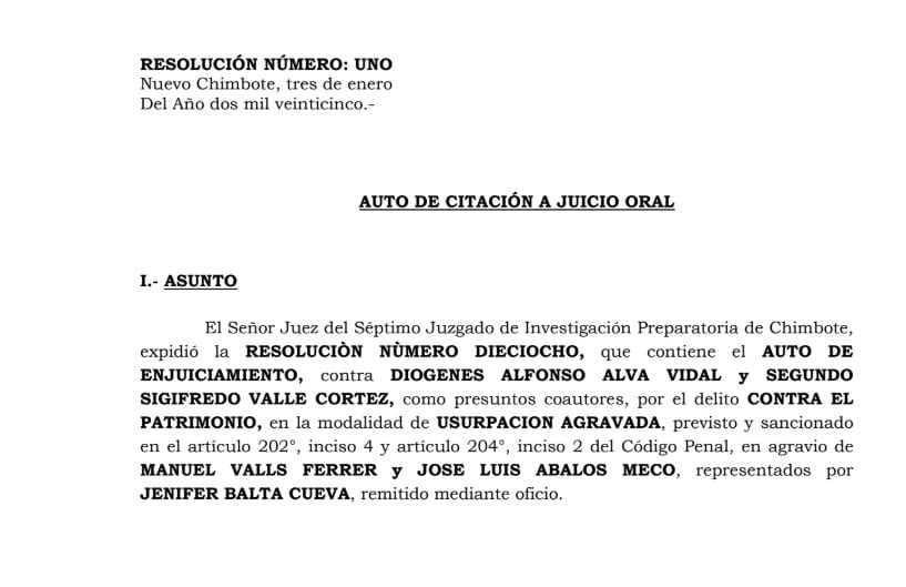 Corte peruana cita a juicio a Seundo Valle