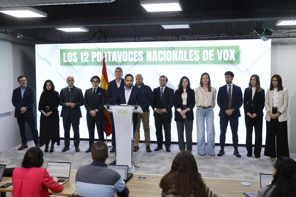 El vicepresidente de Vox, Ignacio Garriga, presenta a los nuevos portavoces nacionales para diversas materias del partido