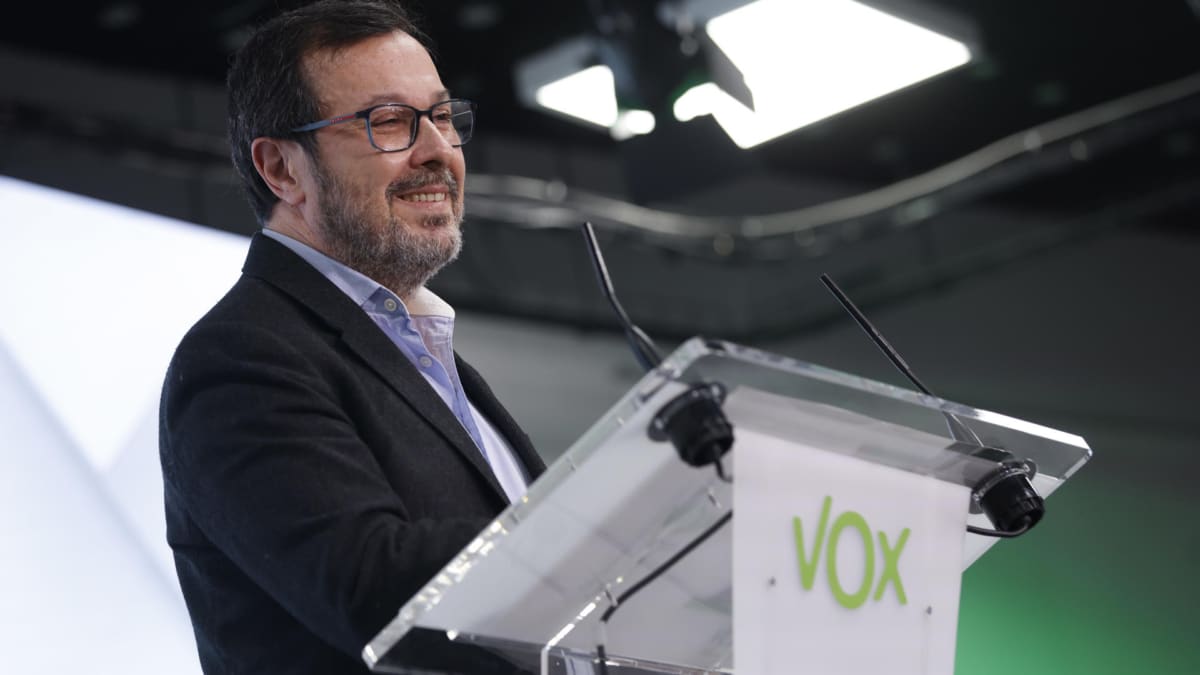 El portavoz nacional de Vox, José Antonio Fúster, valora los resultados de AfD en Alemania, en Madrid, este lunes