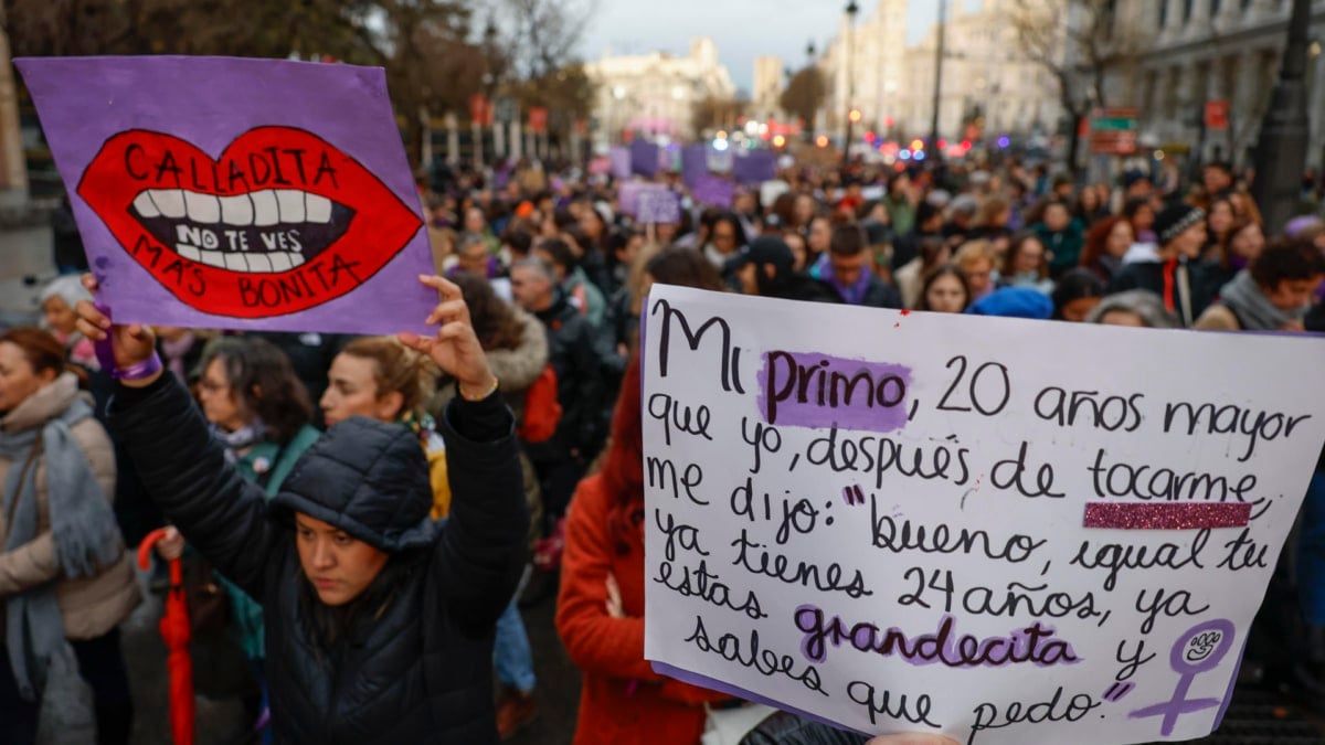 Las feministas clásicas recorren Madrid en la segunda manifestación del 8-M: "Ni cis ni trans, mujer nada más"