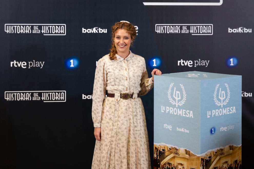 Ana Garcés, el pasado 25 de febrero, en el Palacio de Fernán Núñez (Madrid), durante la puesta de largo de 'Valle Salvaje' y 'La Moderna', seriales de época de TVE y Bambú Producciones