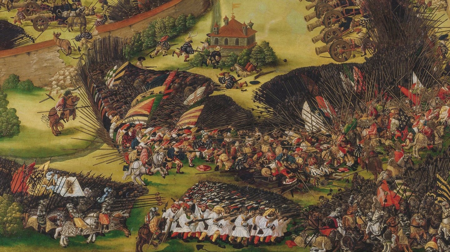 La batalla de pavia oleo sobre tabla de Rupert Heller de 1529 National museum estocolmo