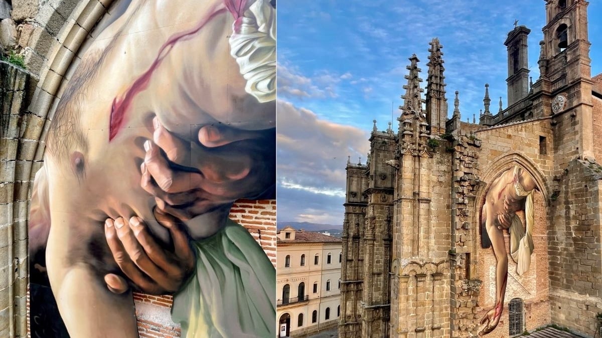 El mural 'El Descendimiento' de Plasencia, reconocido como el mejor mural del mundo