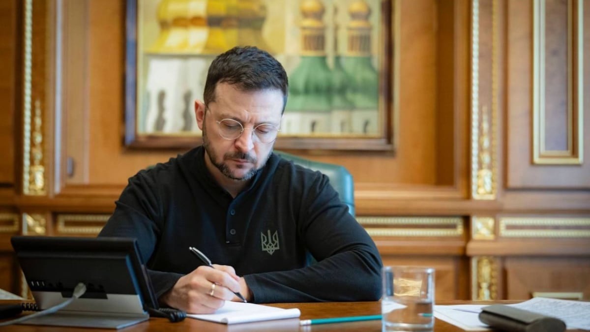 El presidente ucraniano, Volodimir Zelenski, en su despacho en Kiev.